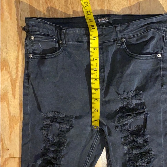 Forever 21 high rise distressed jeans in black - Picture 6 of 10